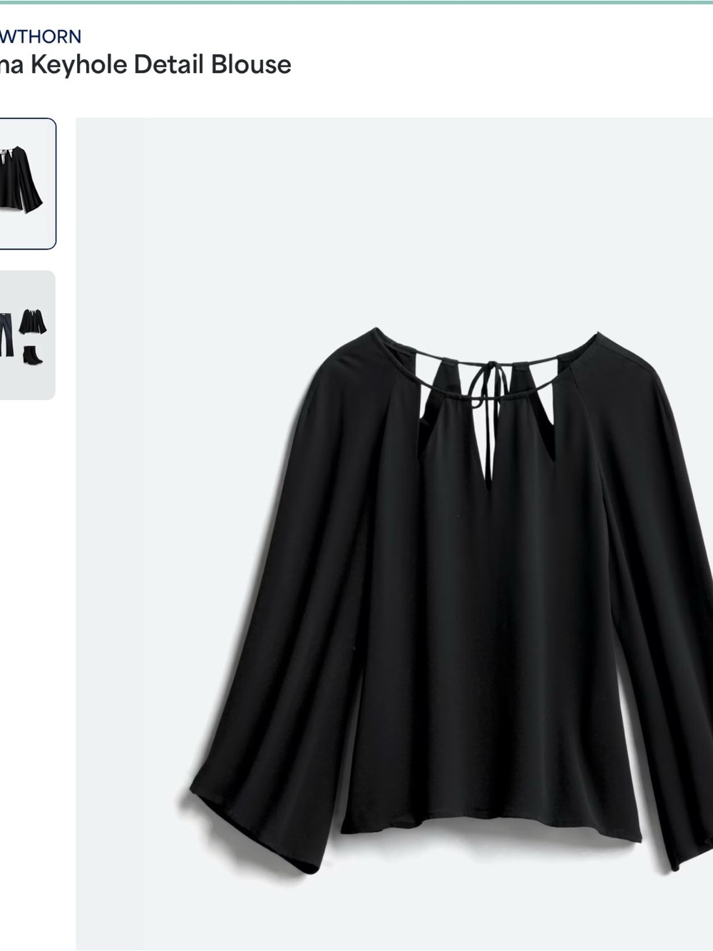Black Keyhole Tie-Back Blouse